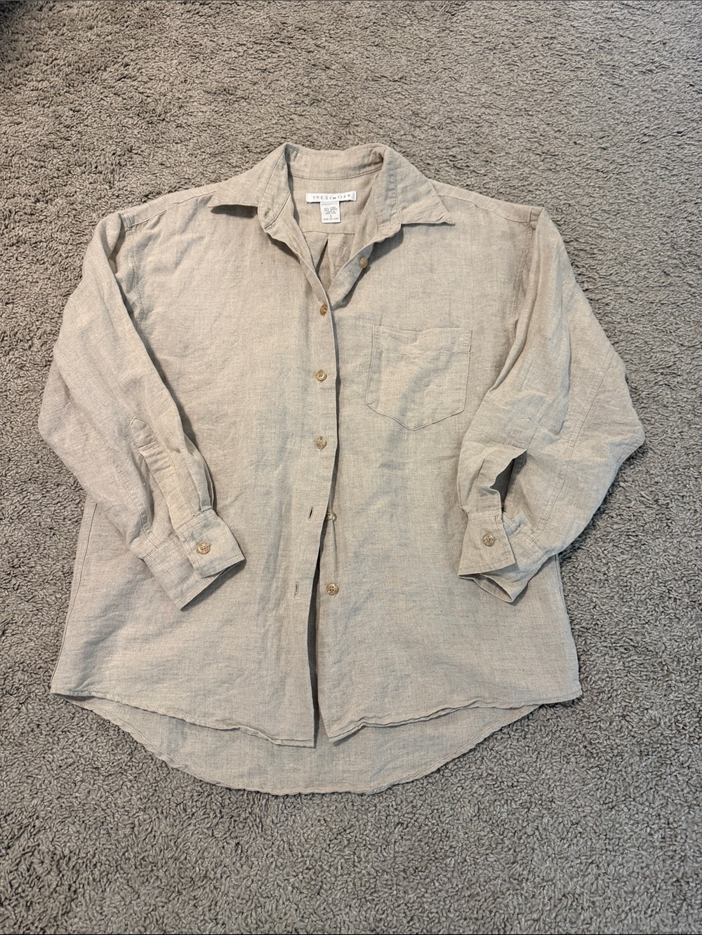 The Limited Beige Button-Down Oversized Linen Shirt